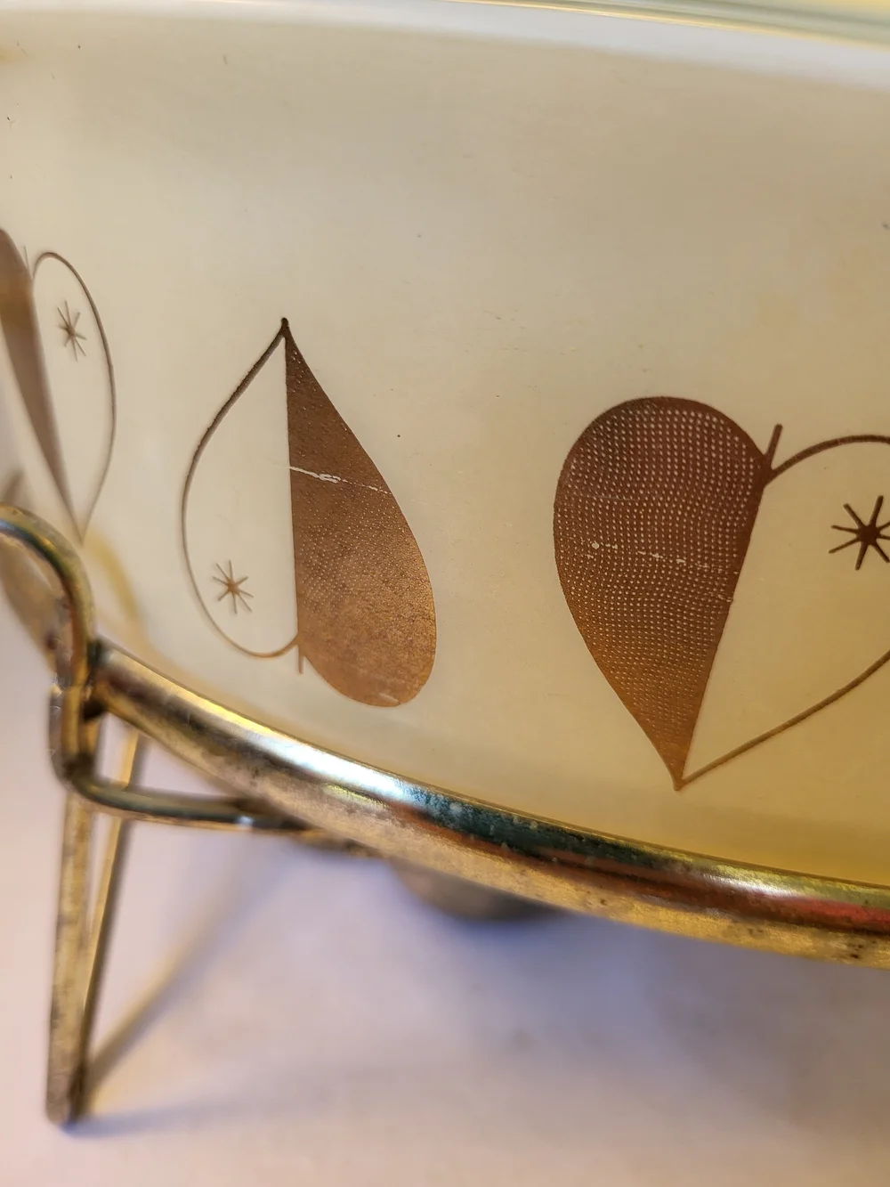 Vintage PYREX Golden Hearts Chafing Casserole W/ Lid Limited Edition
